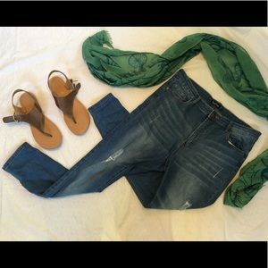 Boohoo Medium Wash Distressed Jeggings